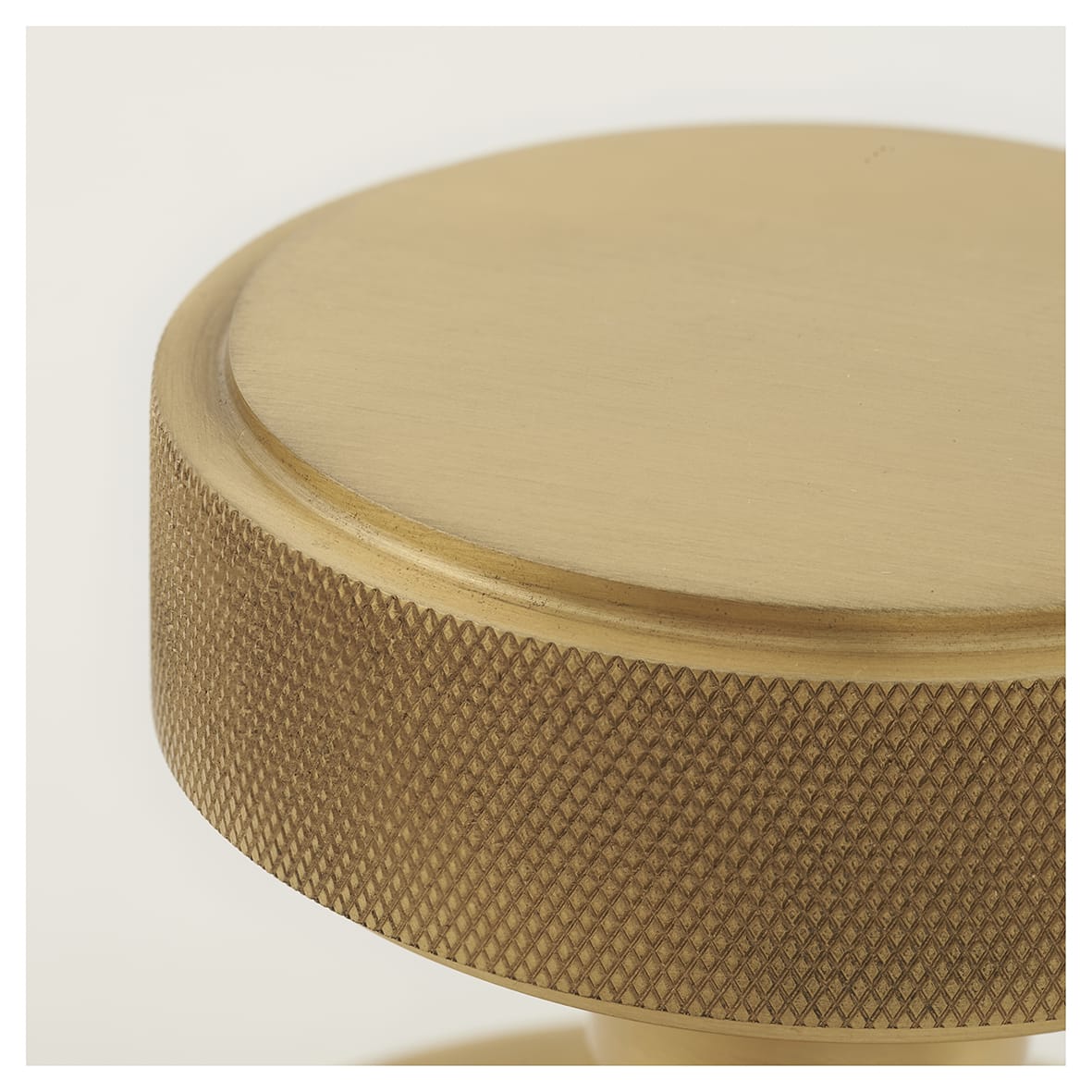 Satin Brass Round Knurled Centre Door Knob - 80mm Rose Diameter - view 4