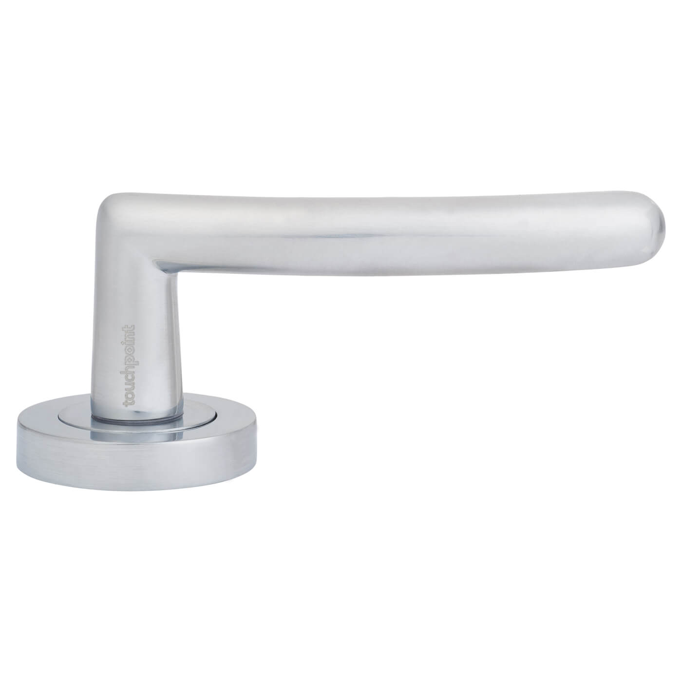 Satin Chrome Door Handles on Round Rose - Carina Range - view 3