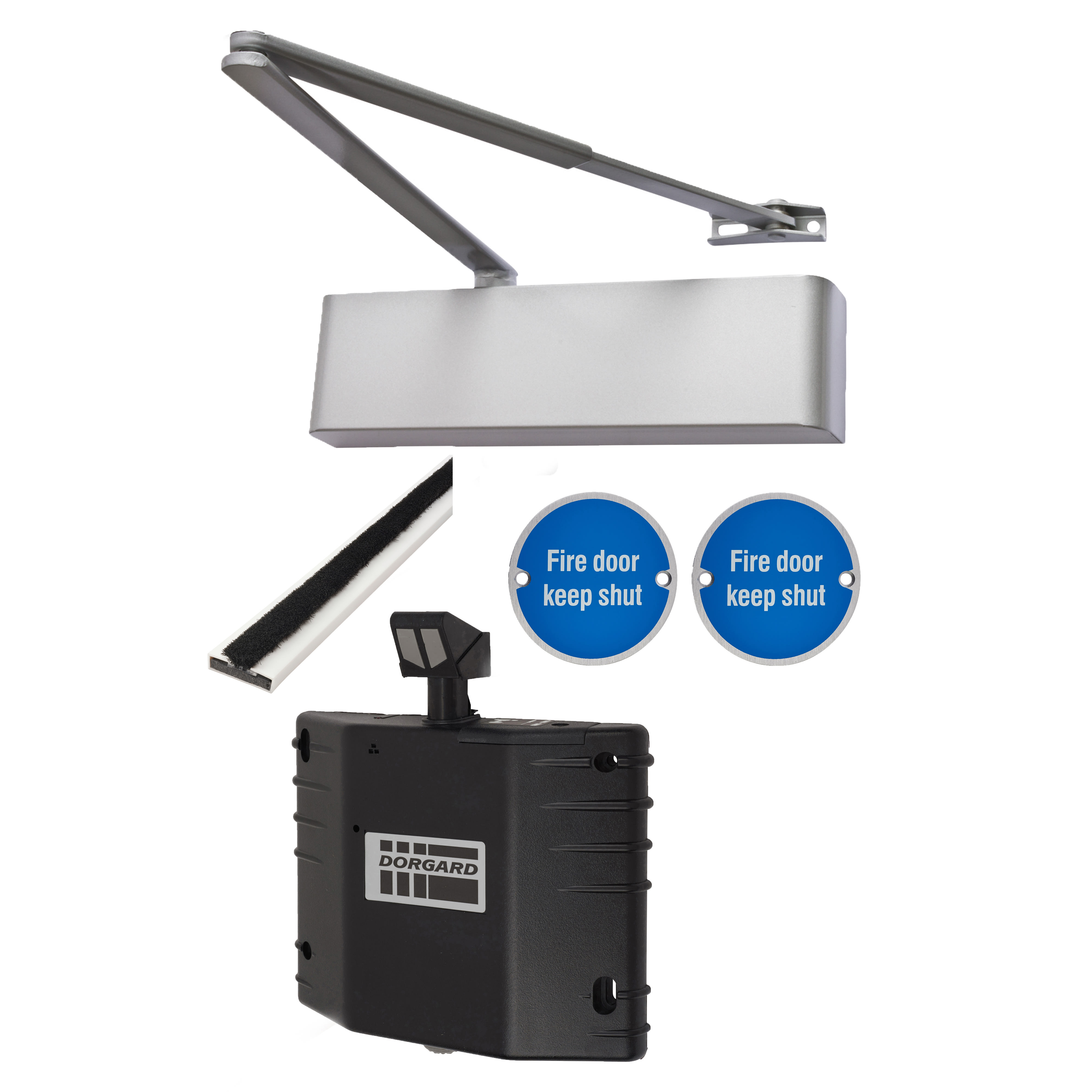 Heavy Duty Pull Door Handle Fire Door Kit & Dorgard Holder - Power Size 2-5 - Push/Pull -Aluminium - view 5