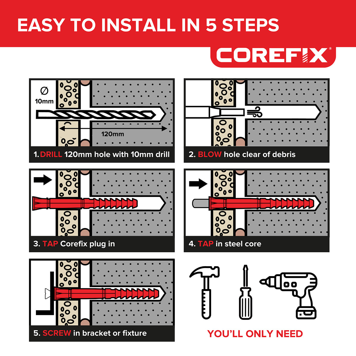 Connect 120 - Dot and Dab or Drylined Wall Fixing Solution - Red - Pack of 4 - view 5