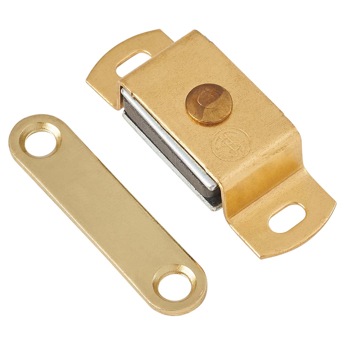 Magnetic Catch - 46 x 16 x 11mm - 4kg Pull - Polished Brass - view 2