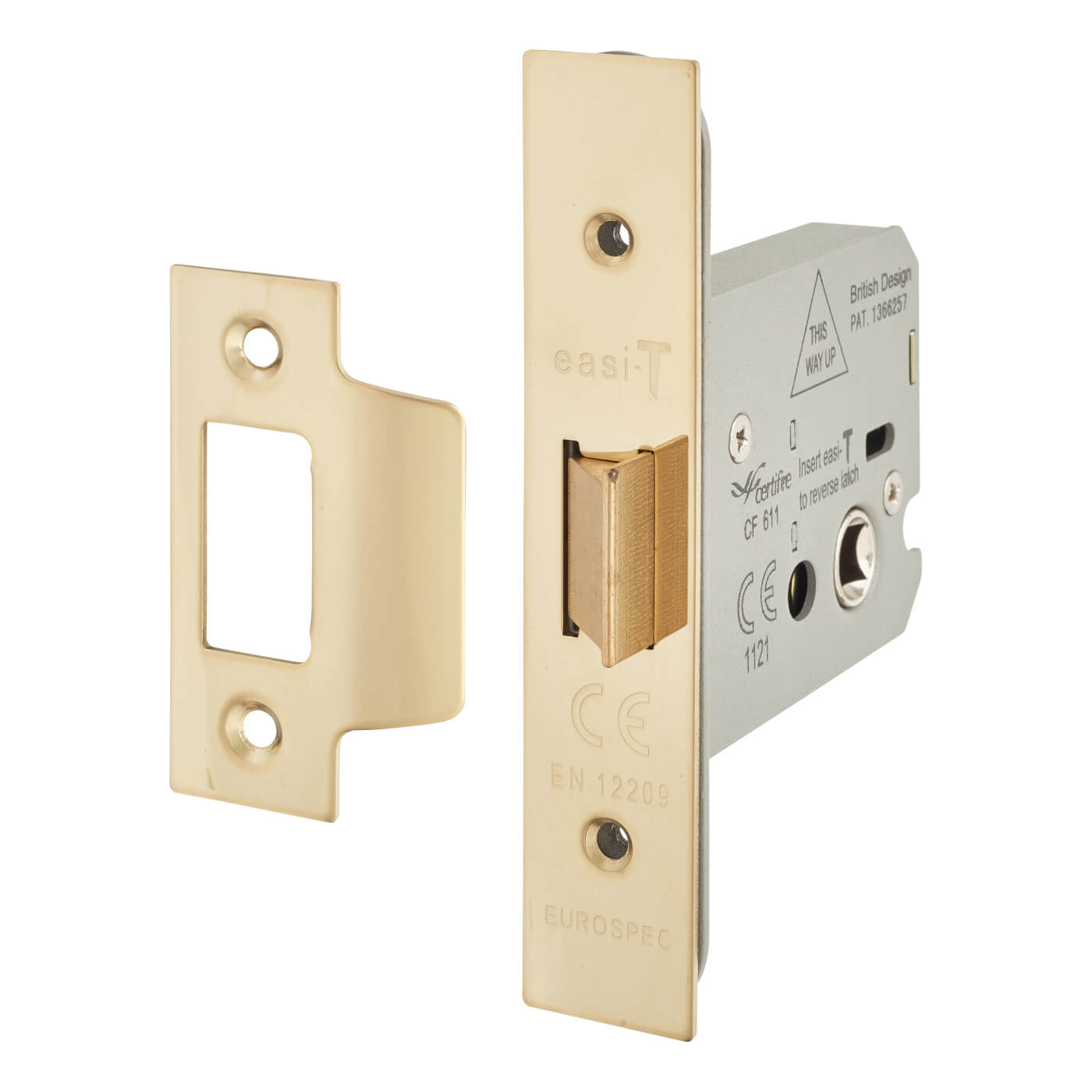 Heavy Duty Bolt Through Flat Latch - 79mm Case - 57mm Backset - PVD Brass - view 2