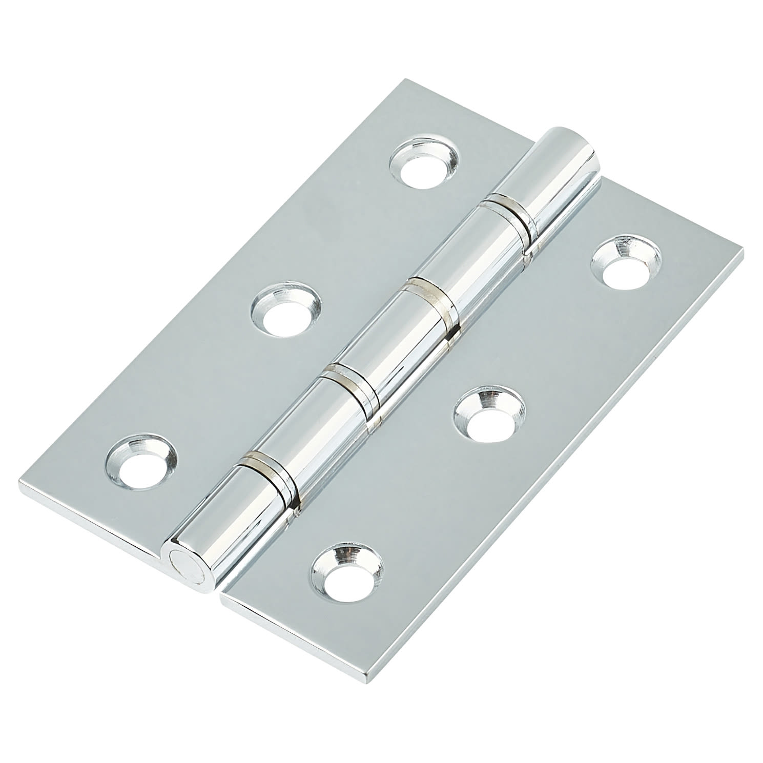 Double Phosphor Bronze Washered Butt Door Hinge - 75 x 50 x 2.5mm - Polished Chrome - Pair - view 2
