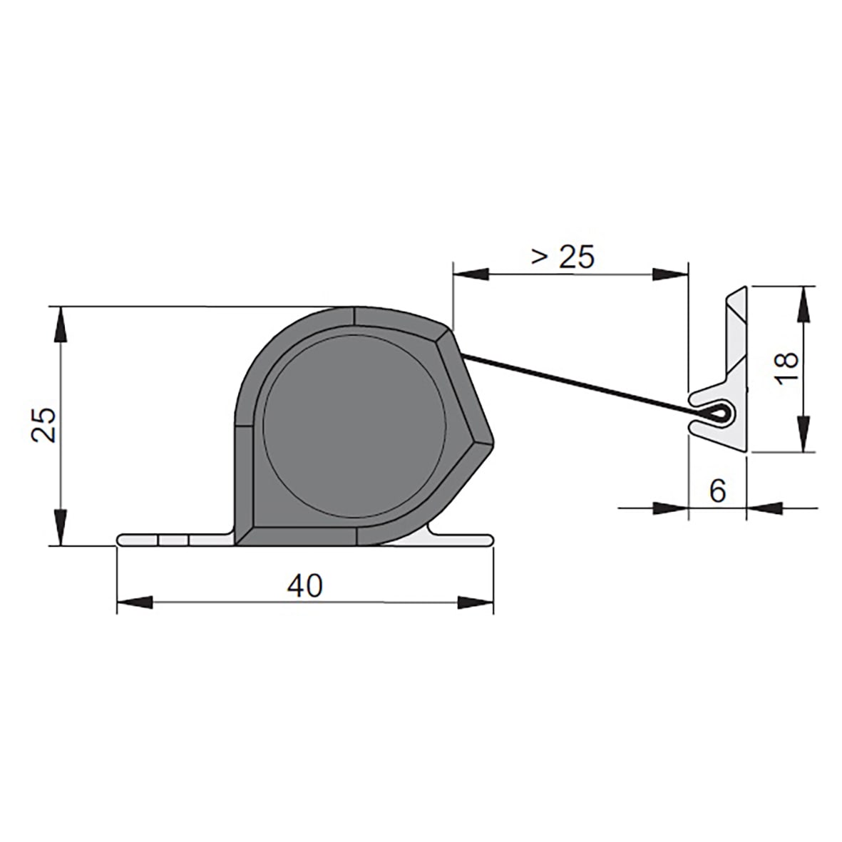 Roller Finger Guard With Black Fire Retardant Fabric - 1925mm Length - Black - view 2