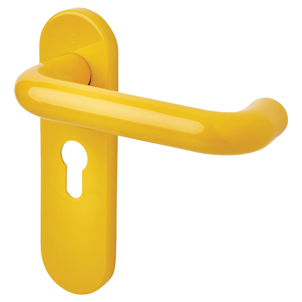 Golden Yellow Nylon Steel Core Euro Lock Door Handles - 47.6mm c/c - Paris Range - view 2