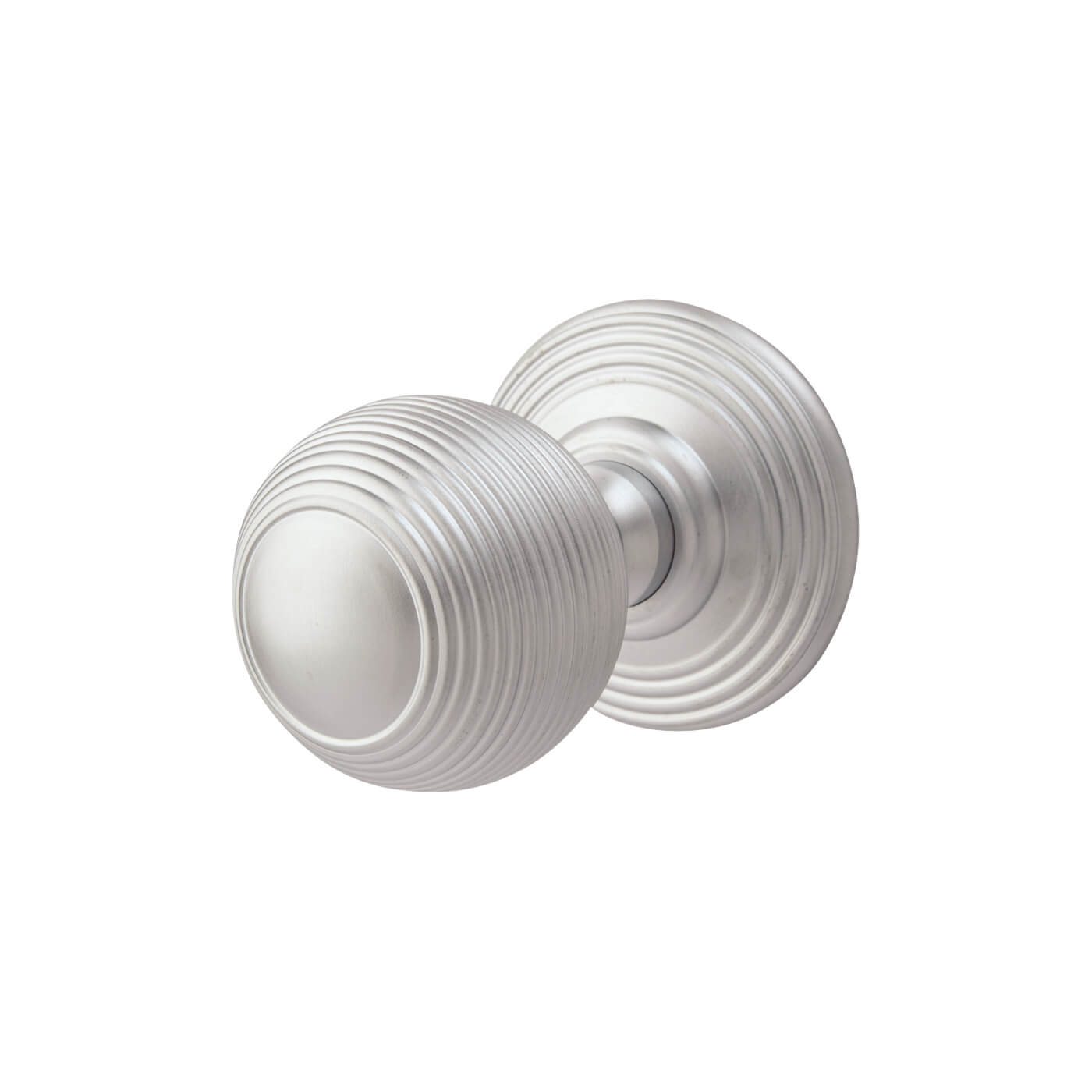 Satin Chrome Reeded Mortice Door Knob - 70mm Rose Diameter - Delamain Range - view 2