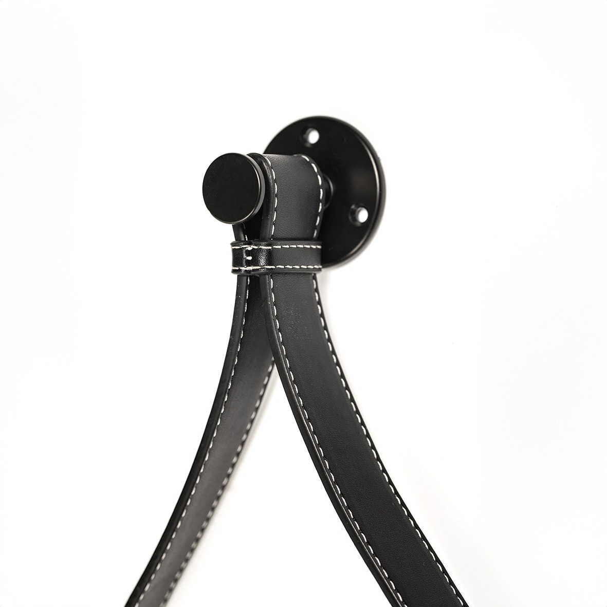 Flexi-Fix Bathroom Mirror with Leather Effect Hanging Strap - Round - 600 x 32mm - Black - view 4
