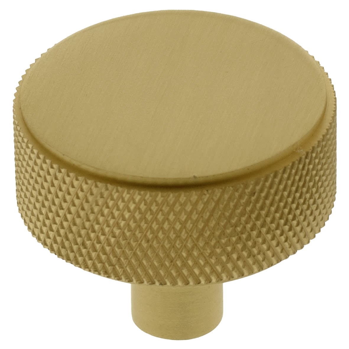 Millhouse Brass Hargreaves Knurled Round Cabinet Knob - 35mm Diameter - Satin Brass - view 2