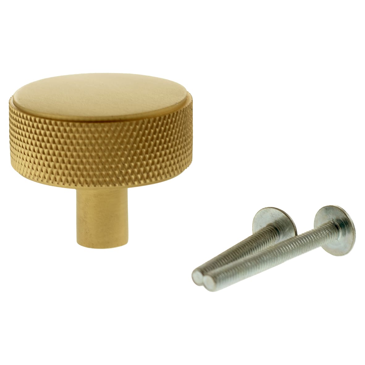 Millhouse Brass Hargreaves Knurled Round Cabinet Knob - 35mm Diameter - Satin Brass - view 5