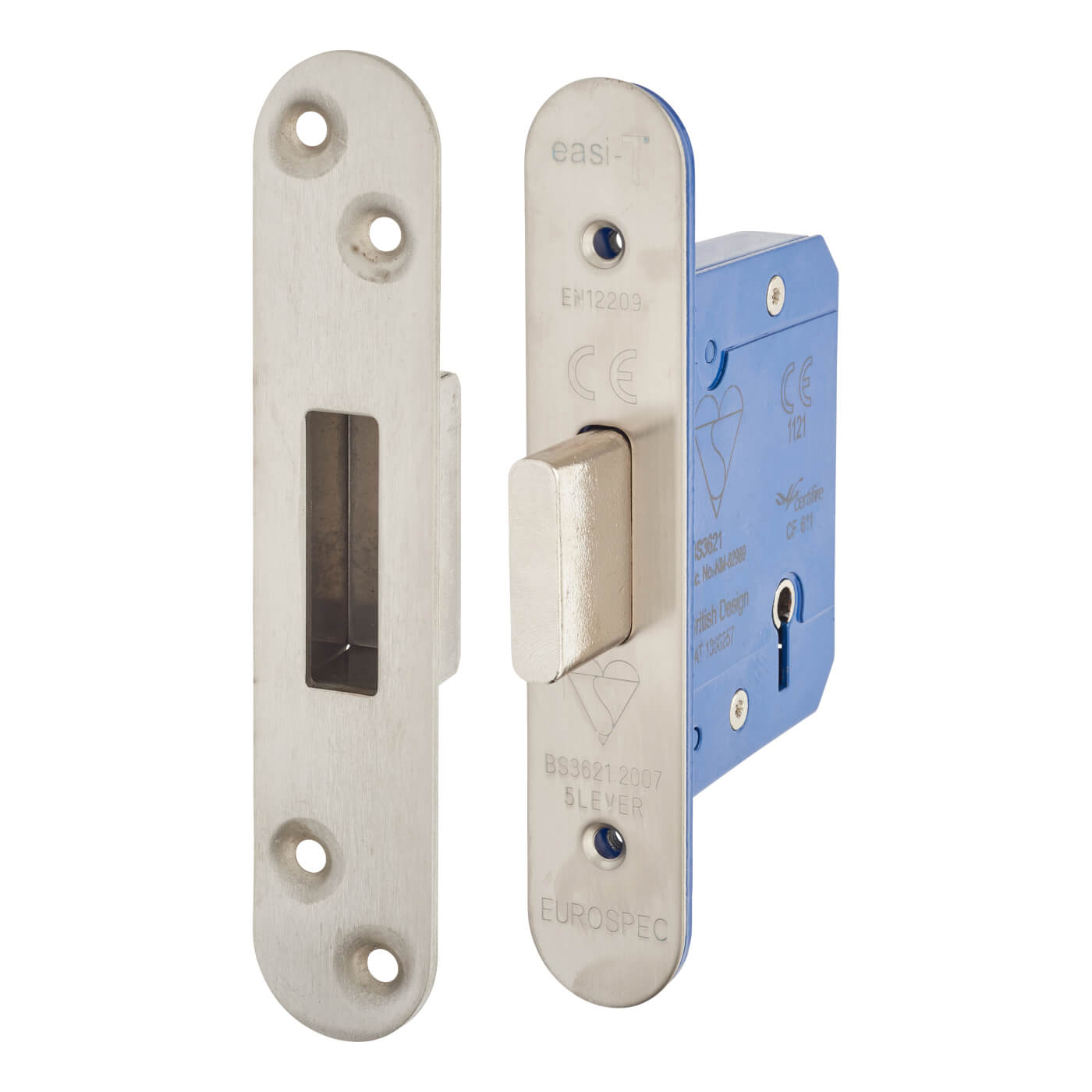 5 Lever Deadlock - 65mm Case - 44mm Backset - Radius - Satin Stainless - view 2