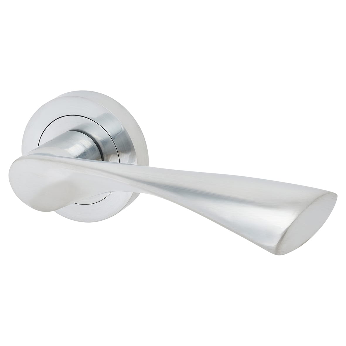 Satin Chrome Door Handles on Round Rose - Knightsbridge Range - view 2