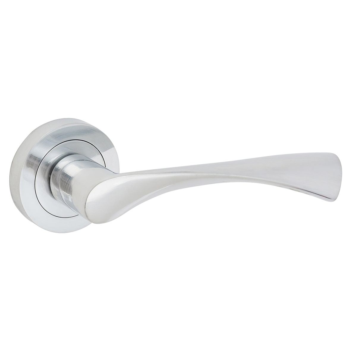 Satin Chrome Door Handles on Round Rose - Knightsbridge Range - view 3
