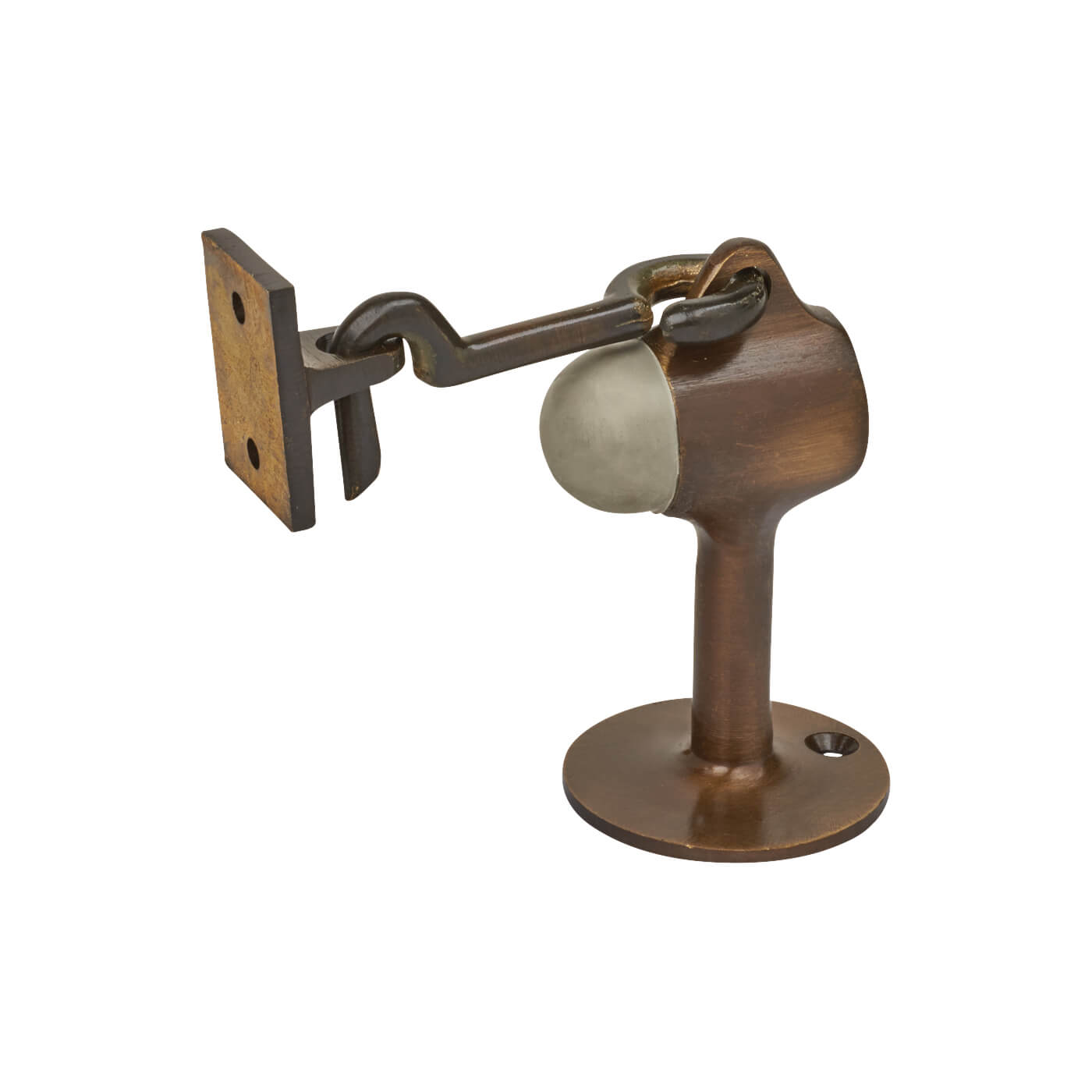 Vertical Door Stop & Holder - 90 x 51mm - Antique Brass - view 2