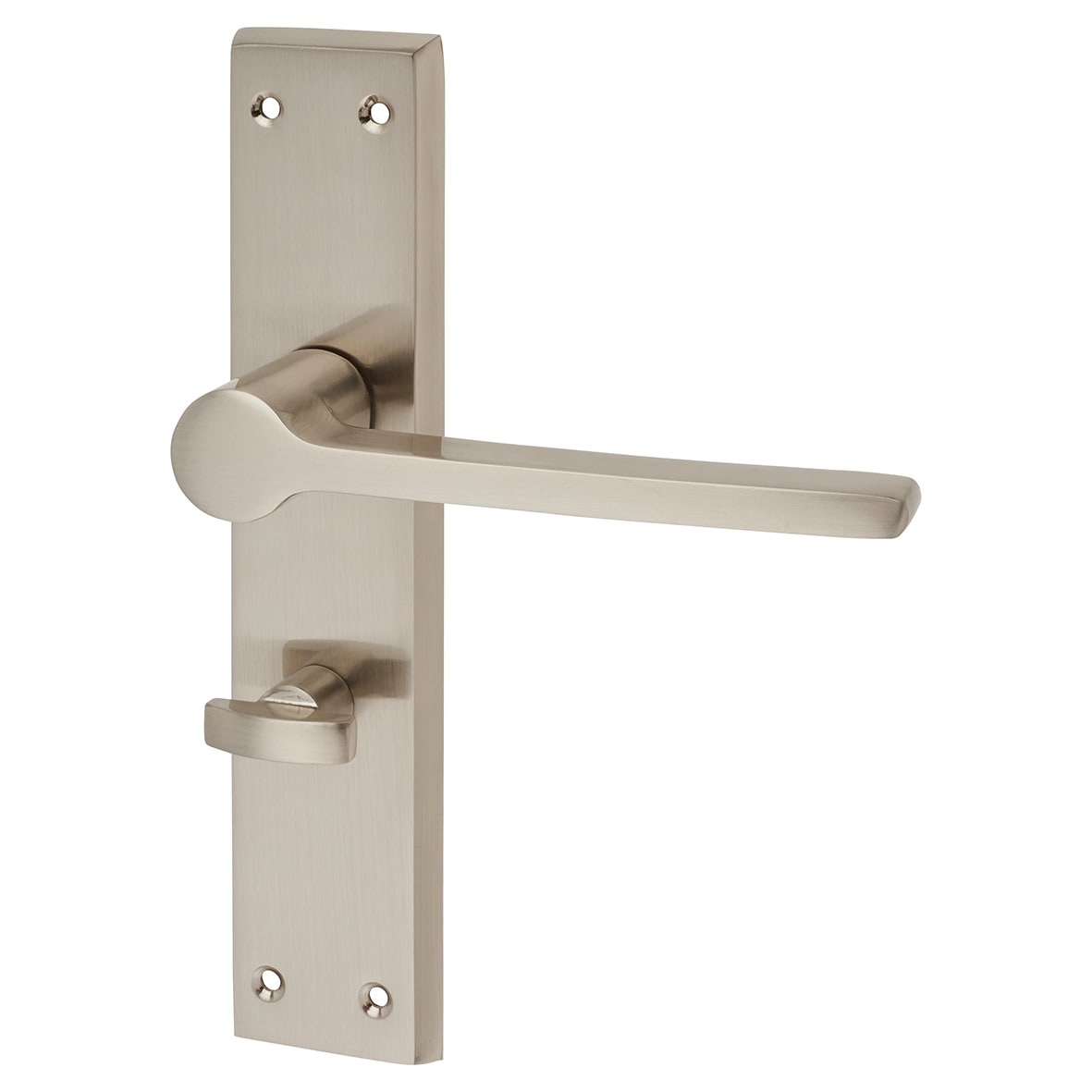 Satin Nickel Bathroom Lock Door Handles Pack - Farley Range - view 2