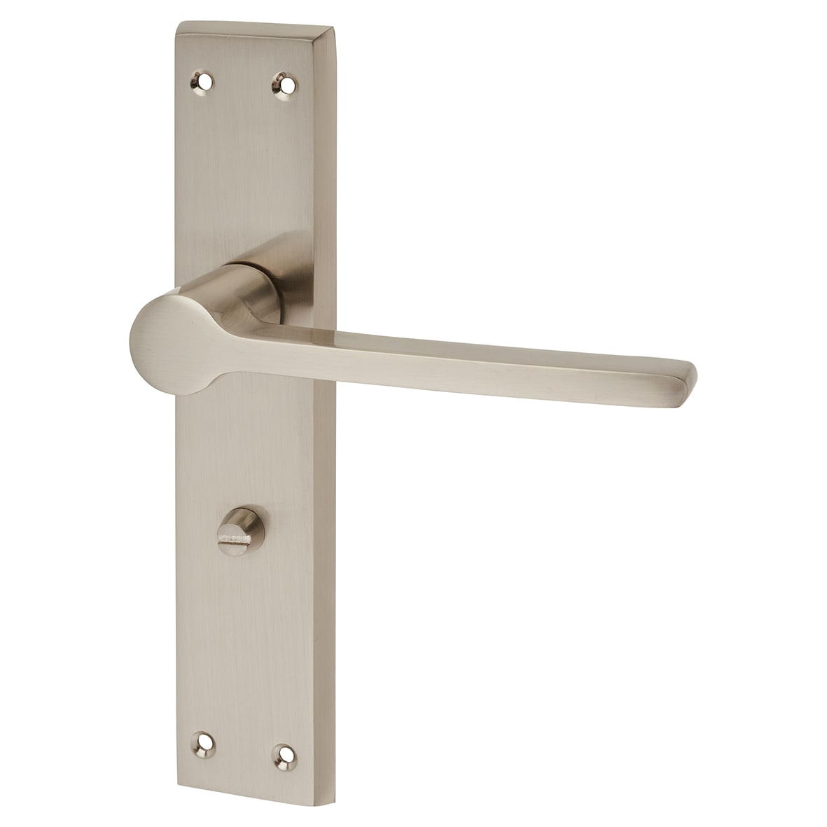 Satin Nickel Bathroom Lock Door Handles Pack - Farley Range - view 3