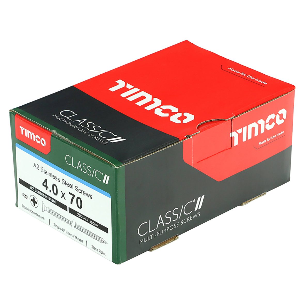 Classic Pozi Countersunk Wood Screws - 4.0 x 70mm - A2 Stainless Steel - Pack of 200 - view 3