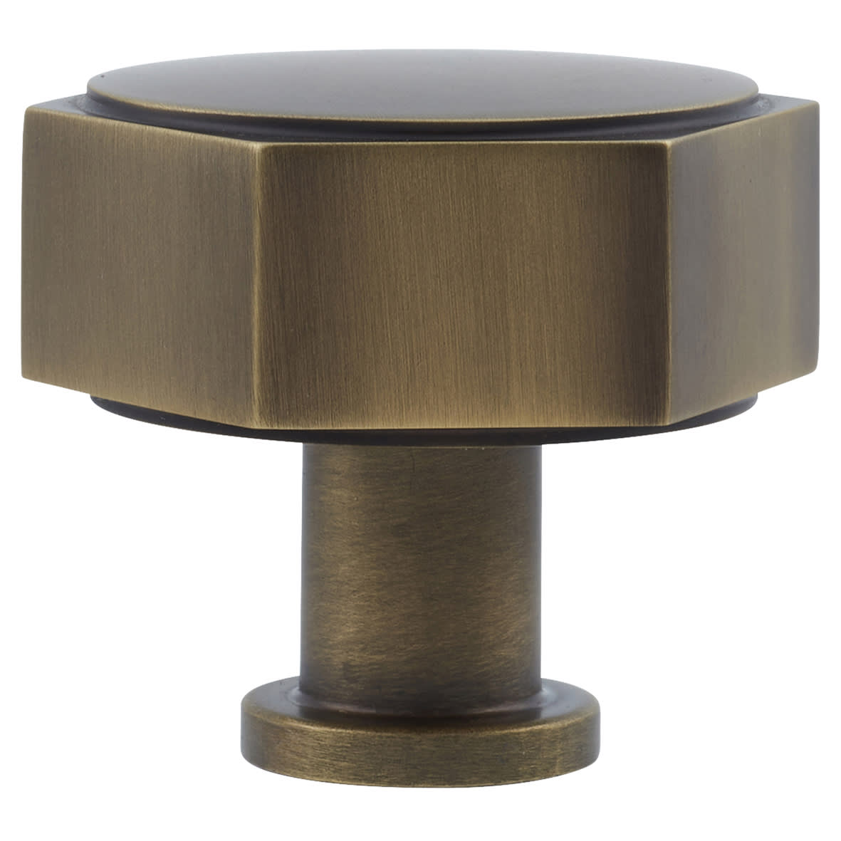 Vesper Hex Cabinet Knob - 40mm Diameter - Antique Brass - view 2