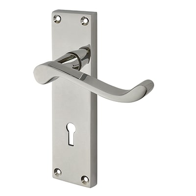 Polished Chrome Budget Scroll Keyhole Lock Door Handles - Mia Range - 153 x 42mm - view 2