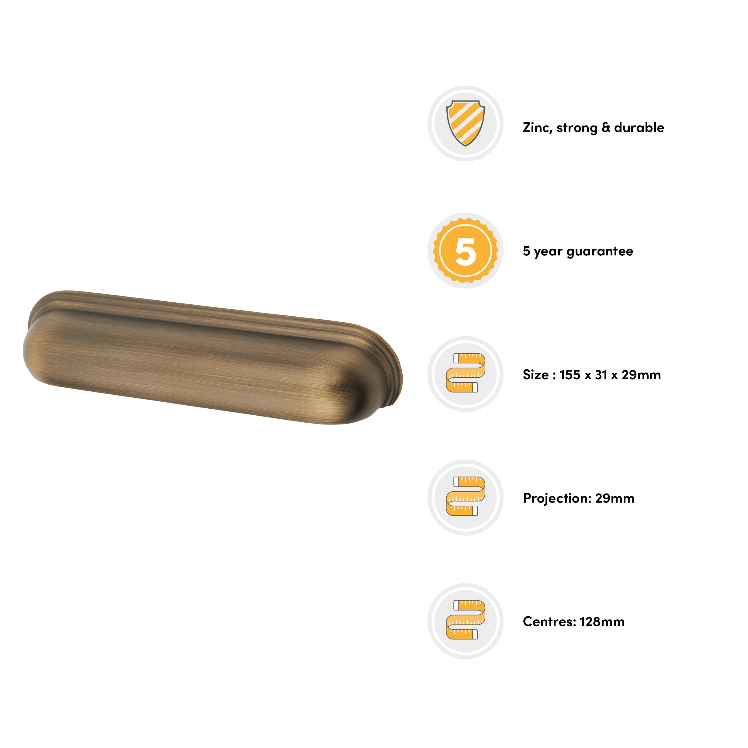 Crofts & Assinder Calgary Cabinet Cup Handle - 128mm Centres - American Bronze - view 2