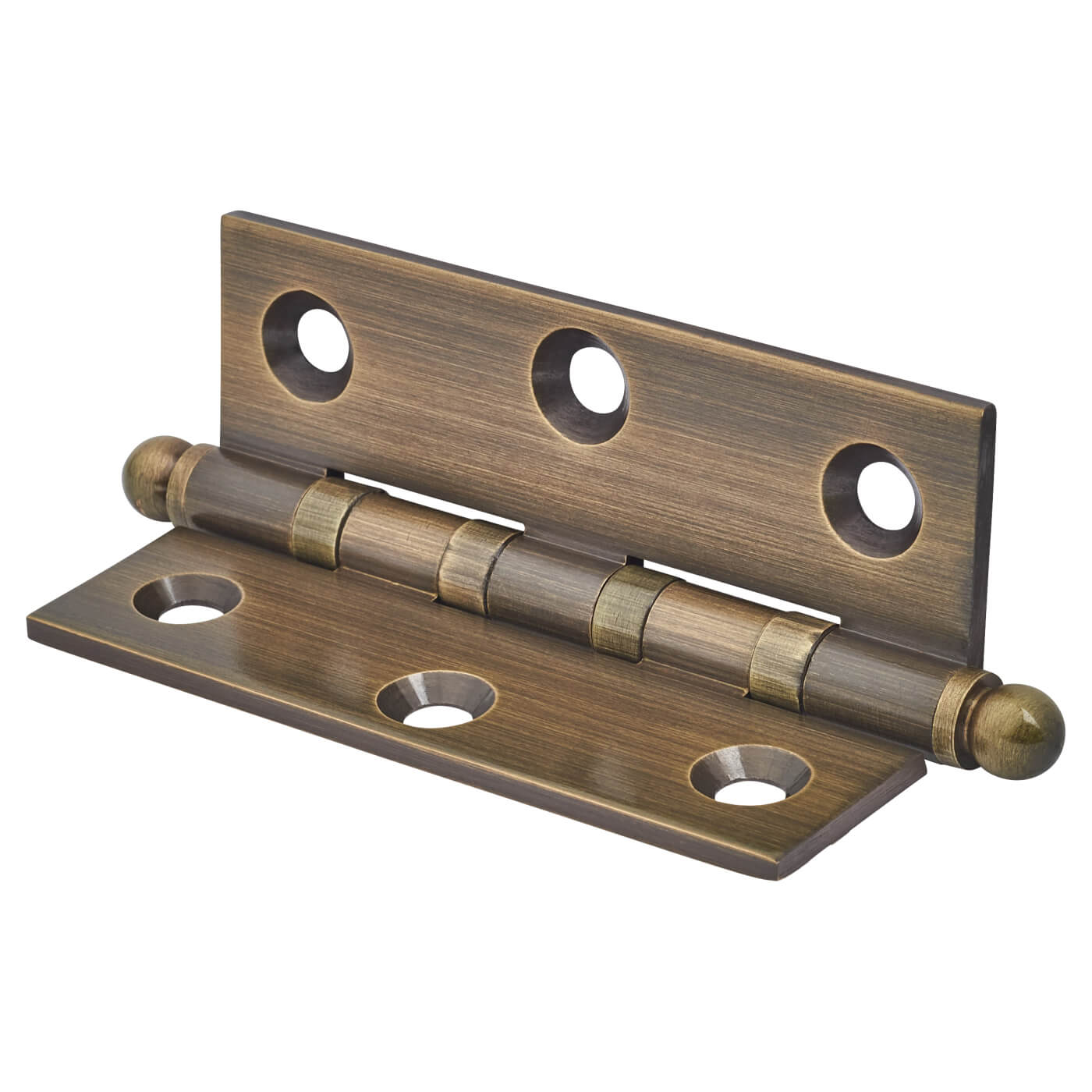 Ball Tip Washered Butt Door Hinge - 75 x 50 x 2.5mm - Antique Brass - Pair - view 3