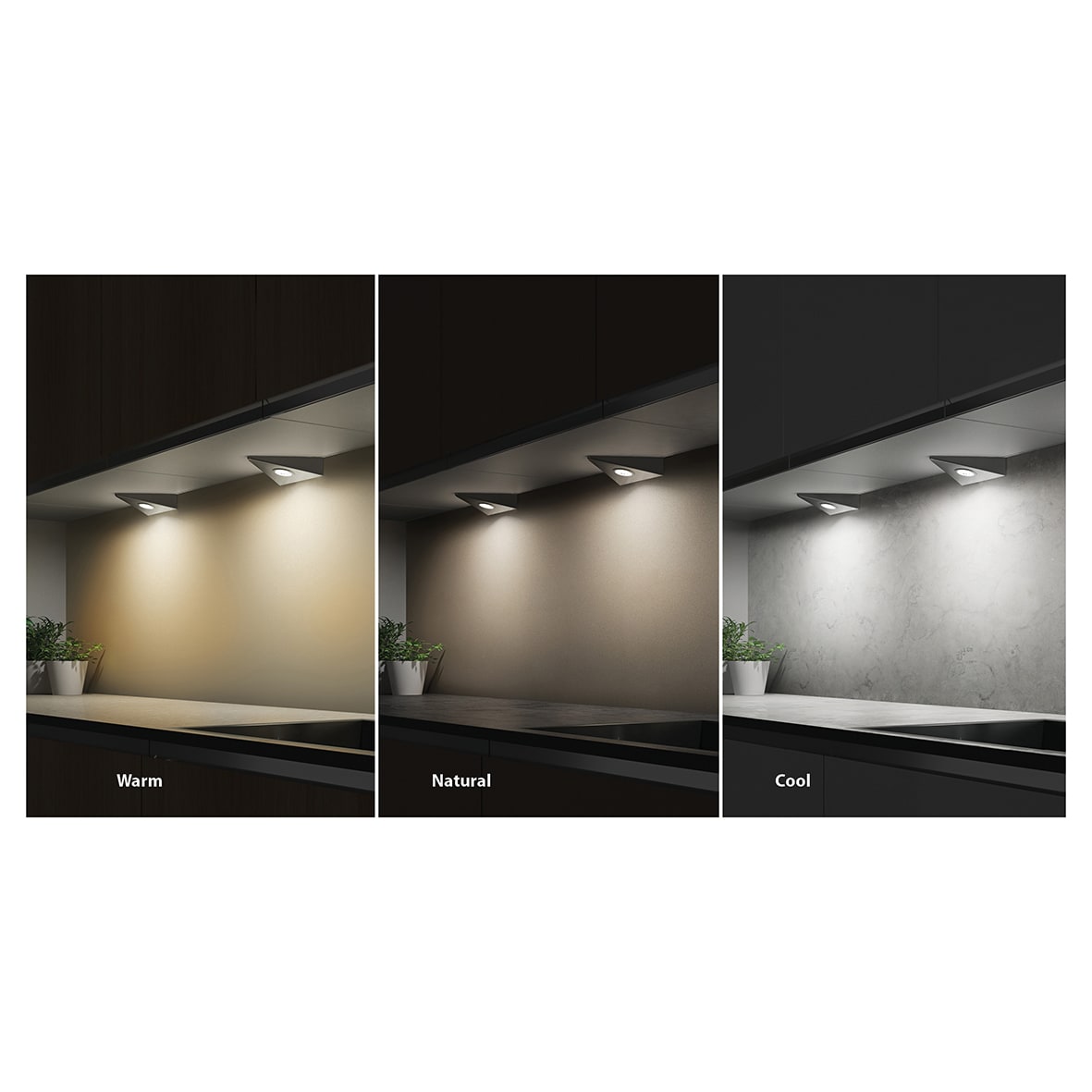 Bermuda 2W LED Triangle Cabinet Downlight & Driver - 3/4/5000K - Stainless Steel - Pack of 3 - view 2
