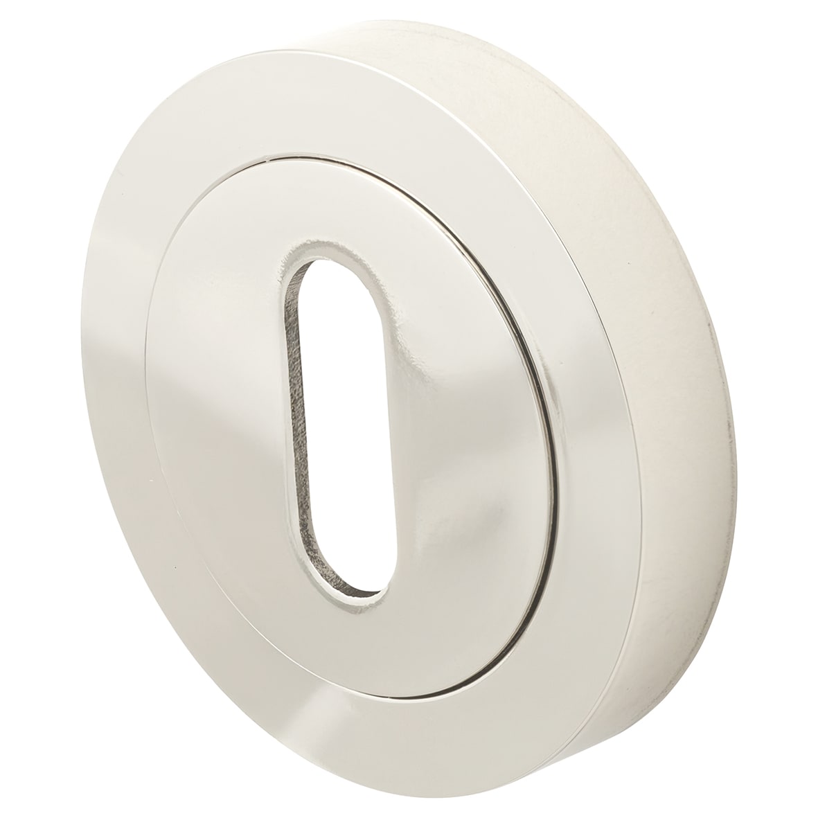 Escutcheon - 50mm Diameter - Keyhole - Polished Nickel - view 2