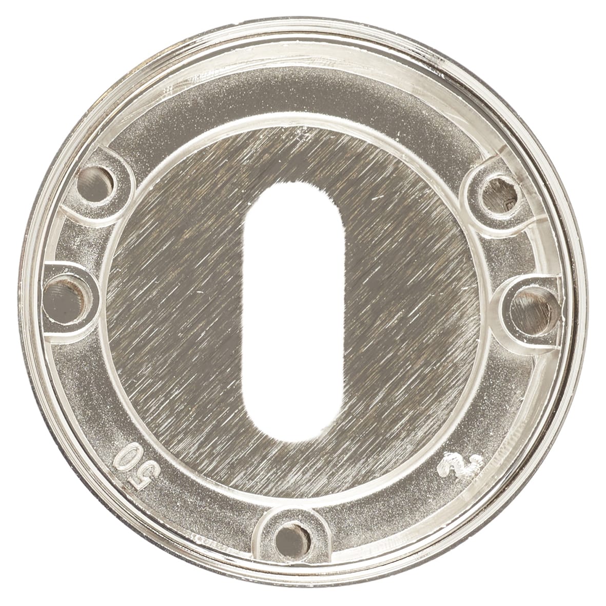 Escutcheon - 50mm Diameter - Keyhole - Polished Nickel - view 4