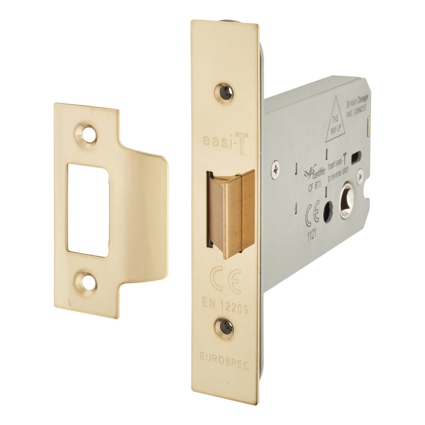 Heavy Duty Bolt Through Flat Latch - 104mm Case - 82mm Backset - PVD Brass - view 2