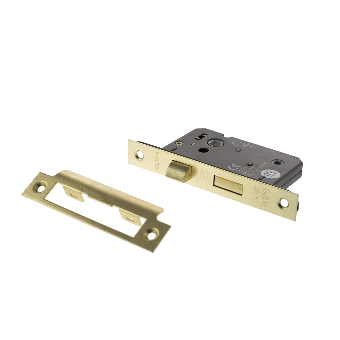Satin Brass Fire Rated DIN Bathroom Door Handles - Richmond - Inner 2 - 200 x 55mm - view 2