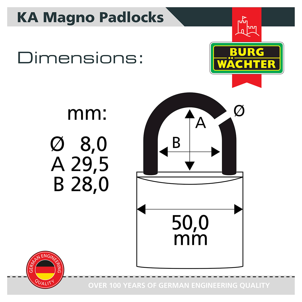 Brass Magno Padlock - 50mm Body - 28 x 29.5mm Shackle - Keyed Alike - Pack of 5 - view 4