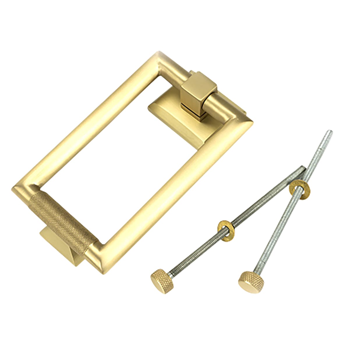 Brompton Rectangular Knurled Door Knocker - Satin Brass - 145 x 90mm - view 2