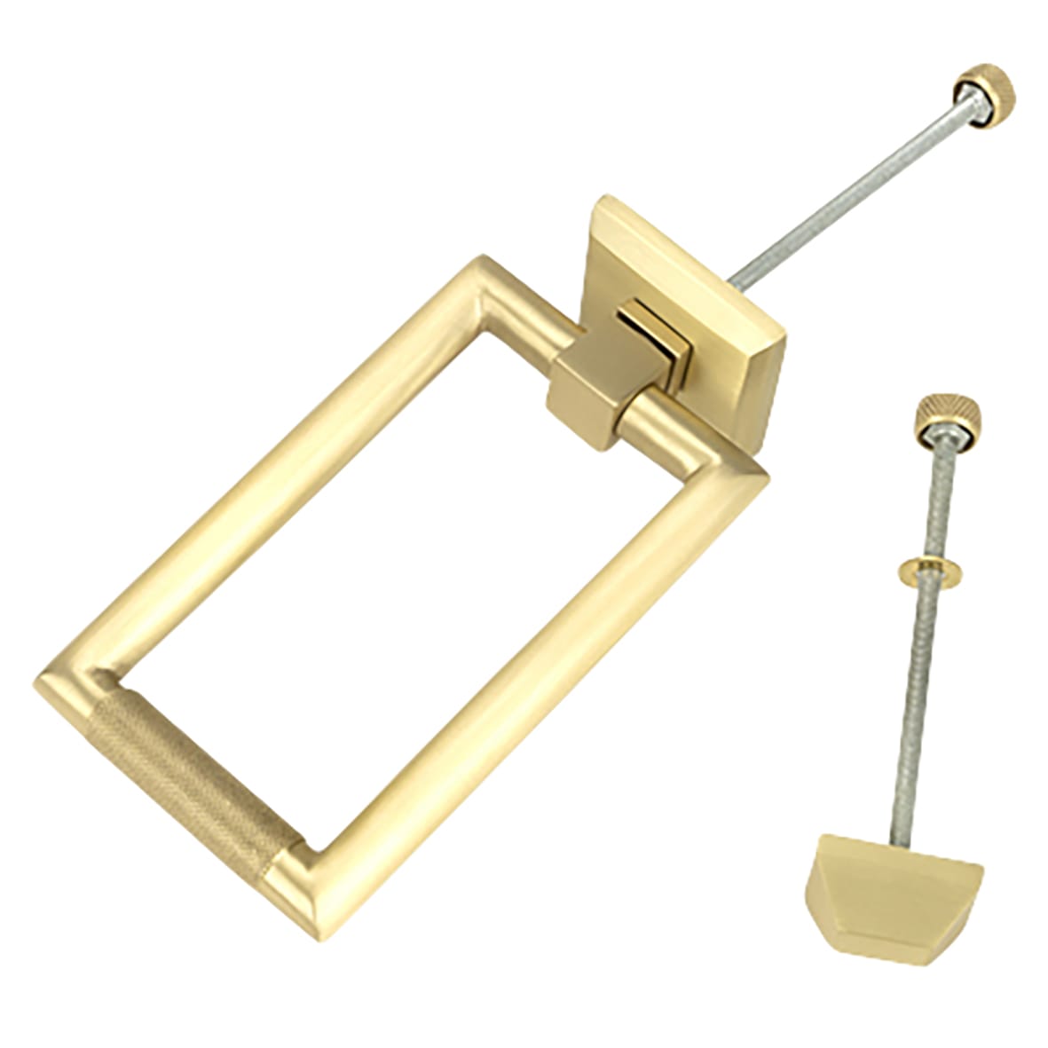 Brompton Rectangular Knurled Door Knocker - Satin Brass - 145 x 90mm - view 3