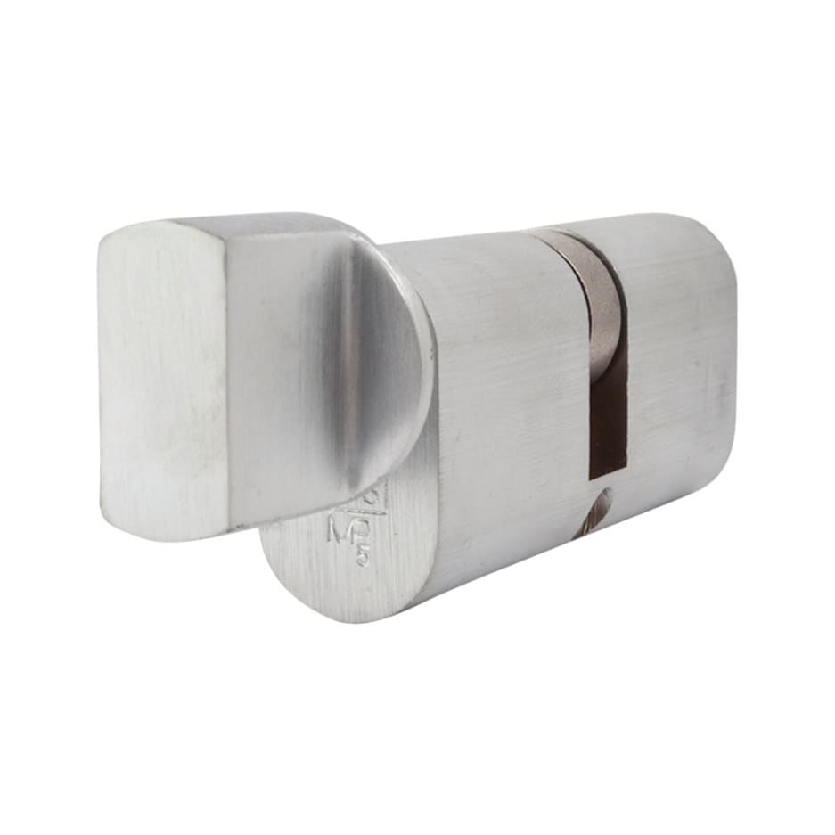 5 Pin 70mm Oval Thumbturn Cylinder - 35mm Turn + 35mm - Satin Chrome - Keyed to Differ - view 3