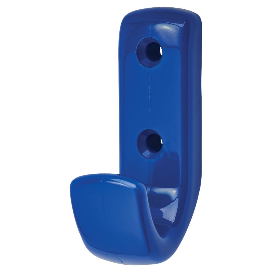 Nylon Single Coat Hook Face Fix - 62 x 20 x 35mm - Cobalt Blue - view 2
