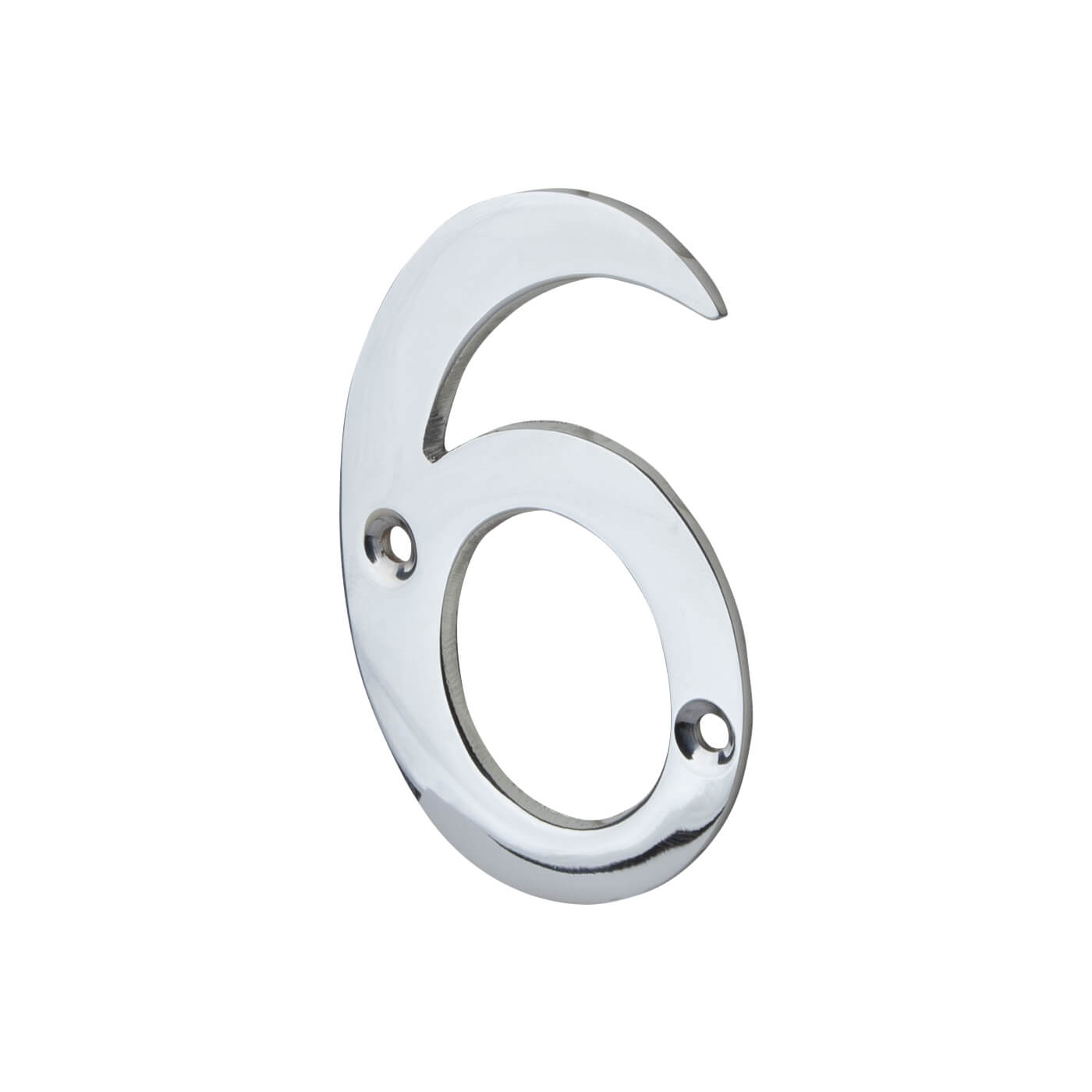 76mm Screw Fix Door Numeral - 6 / 9 - Polished Chrome - view 2