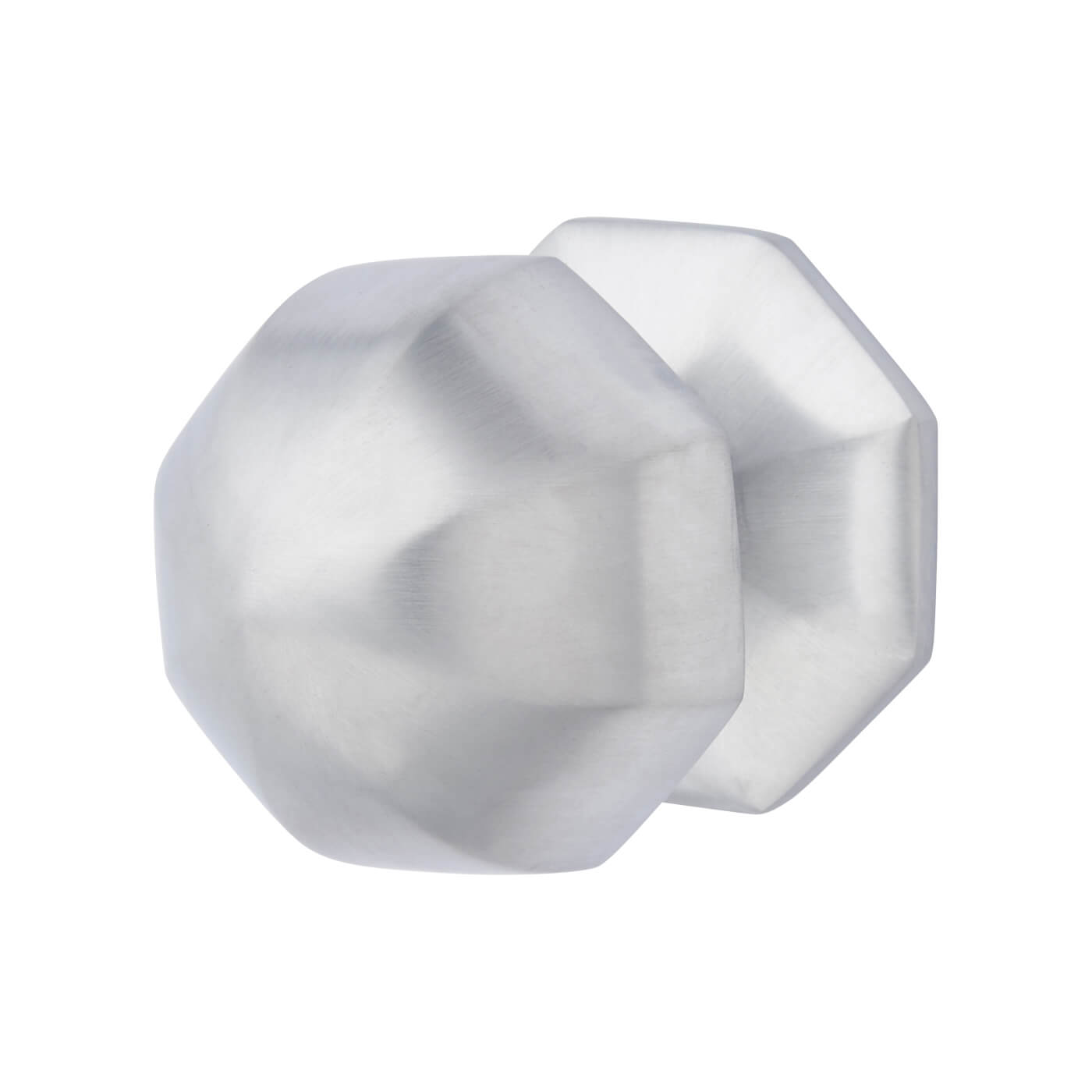 Satin Chrome Octagonal Centre Door Knob - 64mm Rose Diameter - view 2