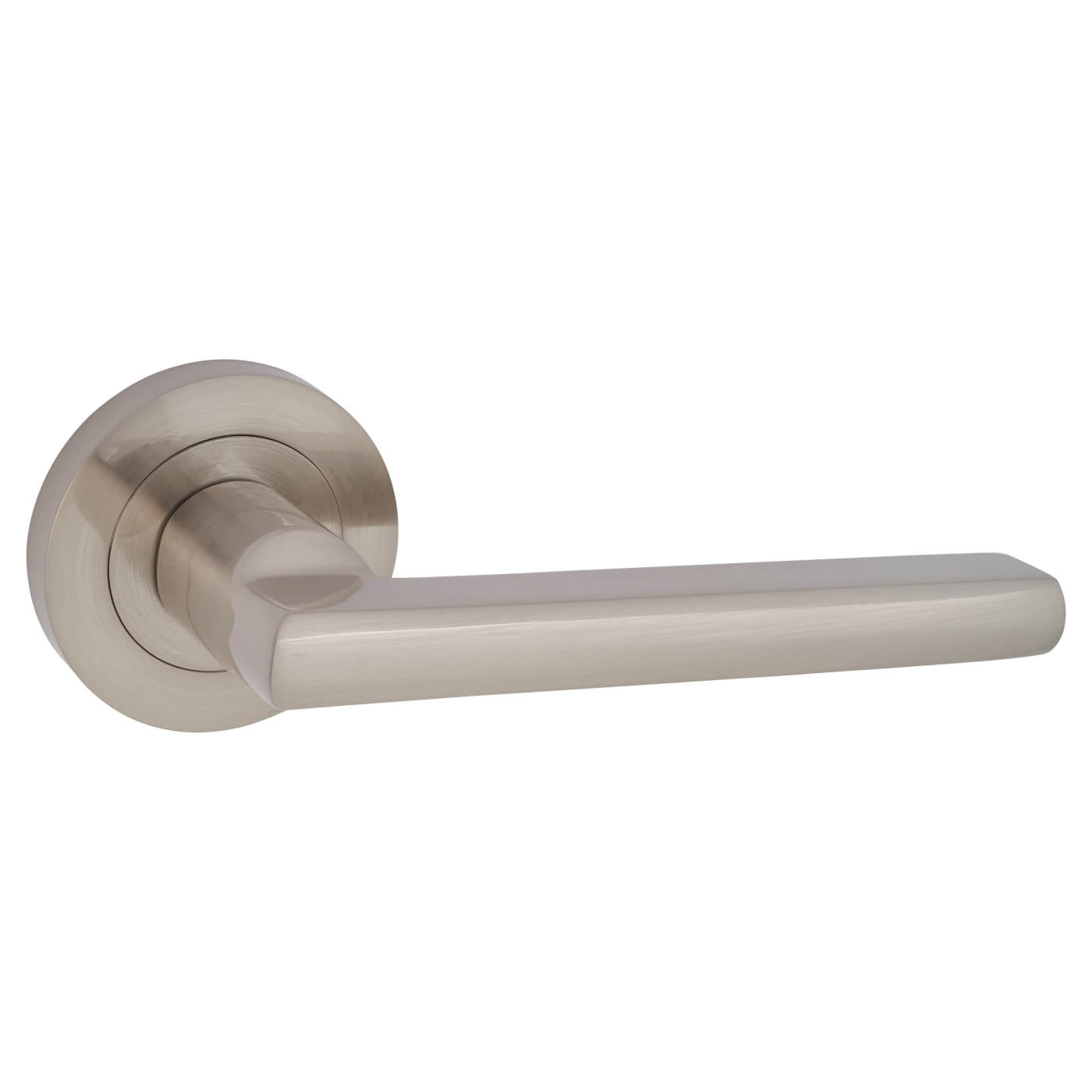 Satin Nickel Door Handles on Round Rose - Sophia Range - view 4