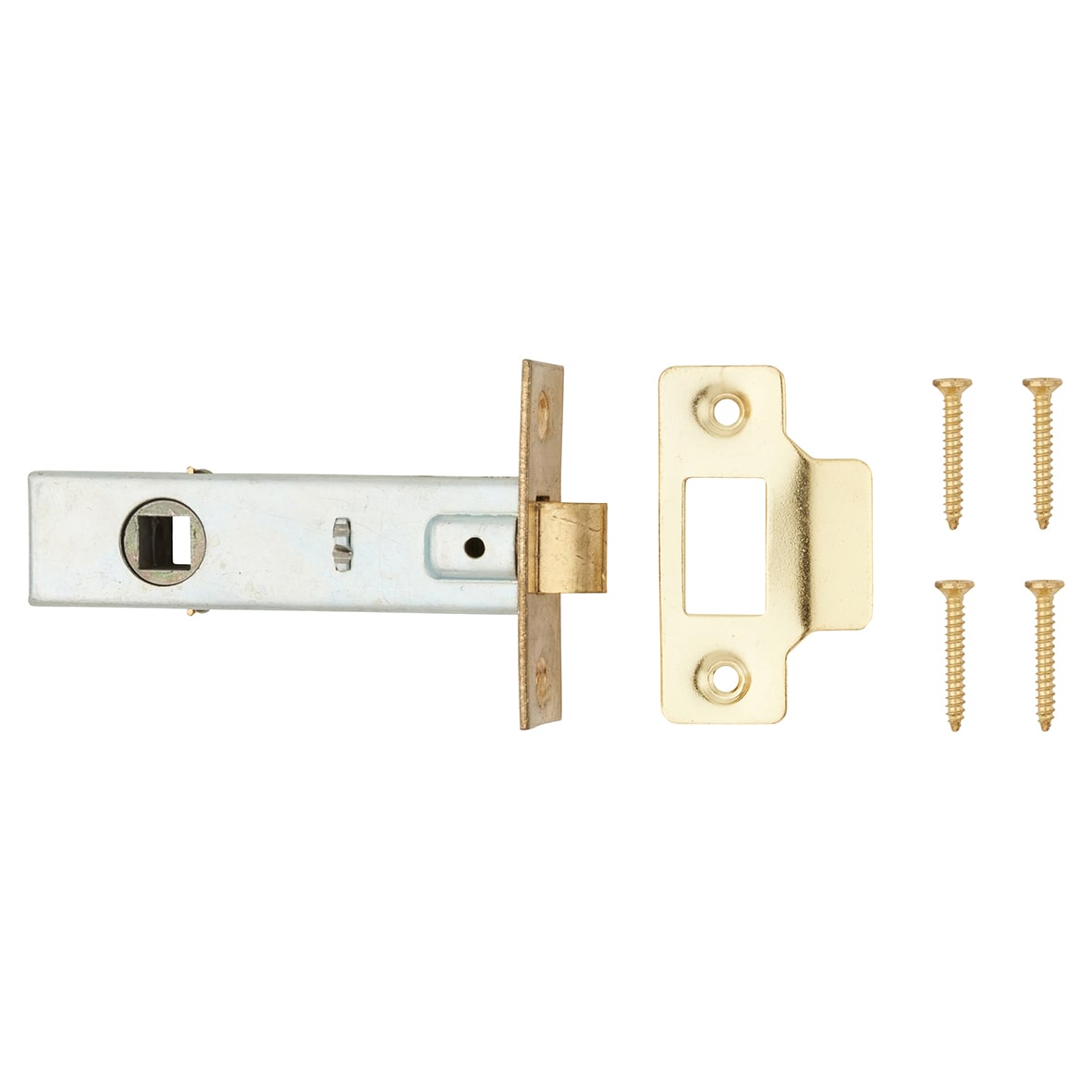 Budget Tubular Latch - 78mm Case - 57mm Backset - Square - Brass Plated - view 3