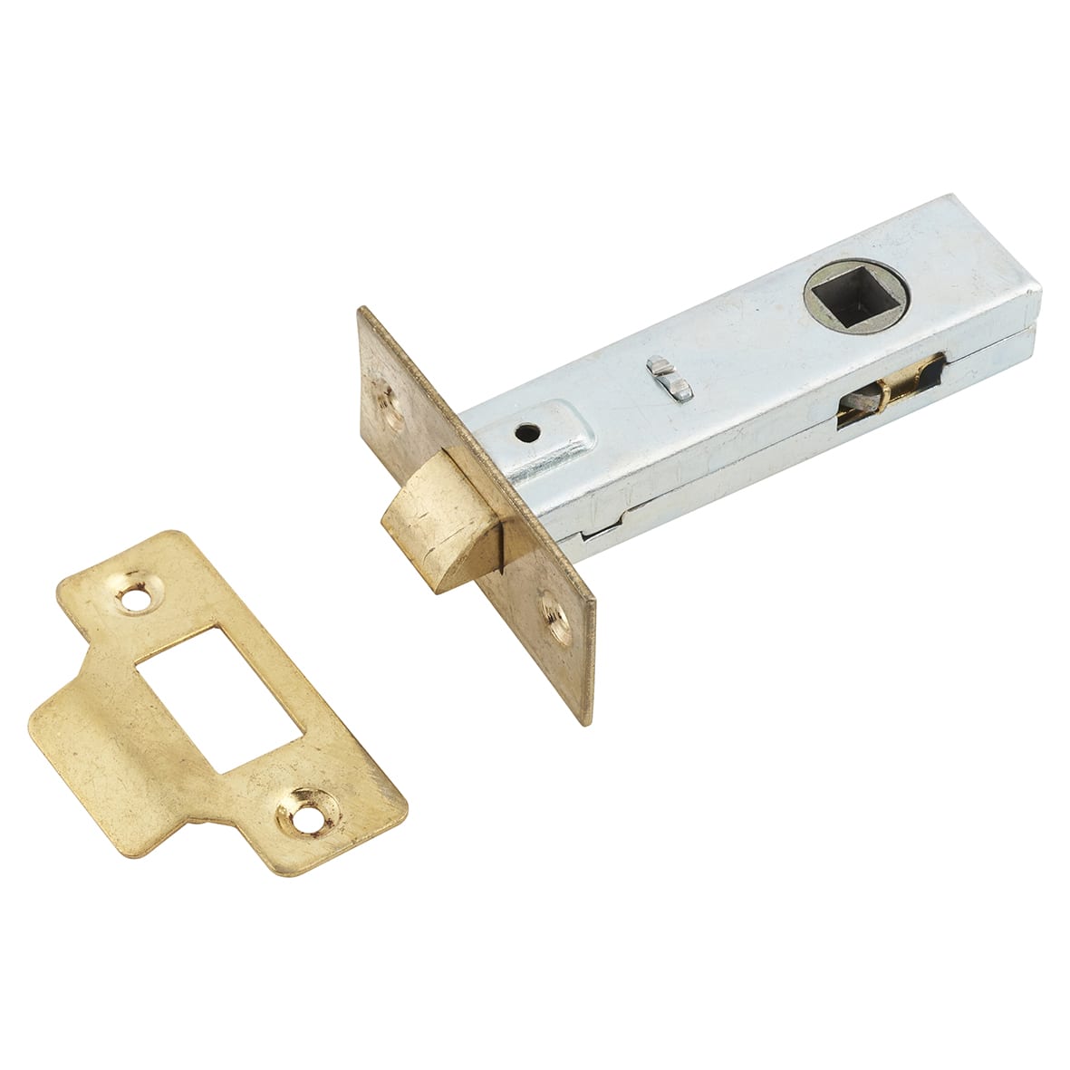 Budget Tubular Latch - 78mm Case - 57mm Backset - Square - Brass Plated - view 4