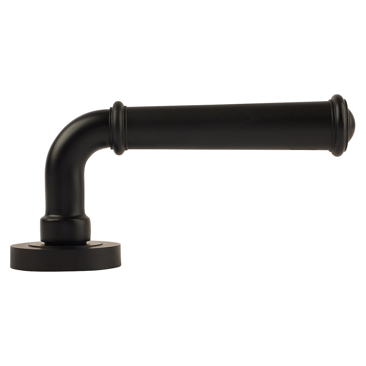 Matt Black Fire Rated Door Handles on Round Rose - Classic Range - view 6