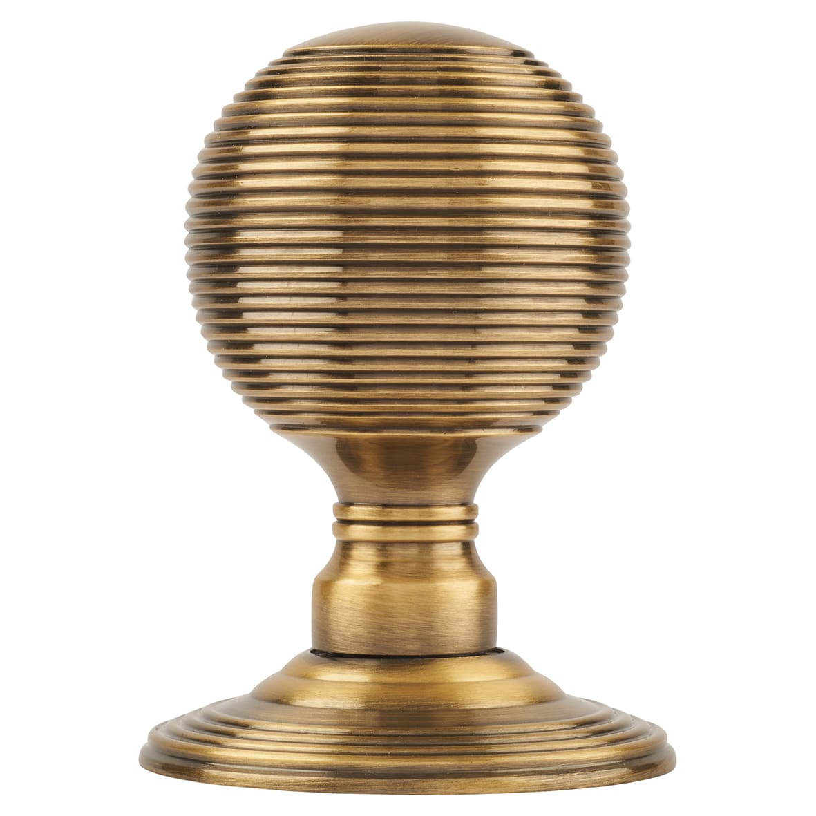 Antique Brass Beehive Mortice Door Knob - 60mm Rose Diameter - view 2