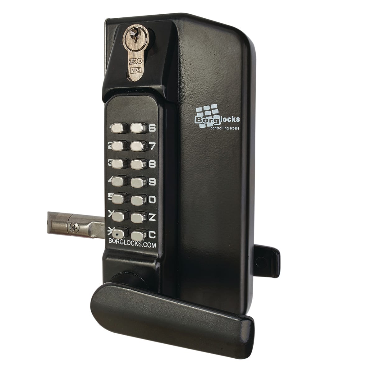 Borg BL3400 External Marine Grade Easicode Pro Push Button Gate Code Lock with Key Override - Black - view 3