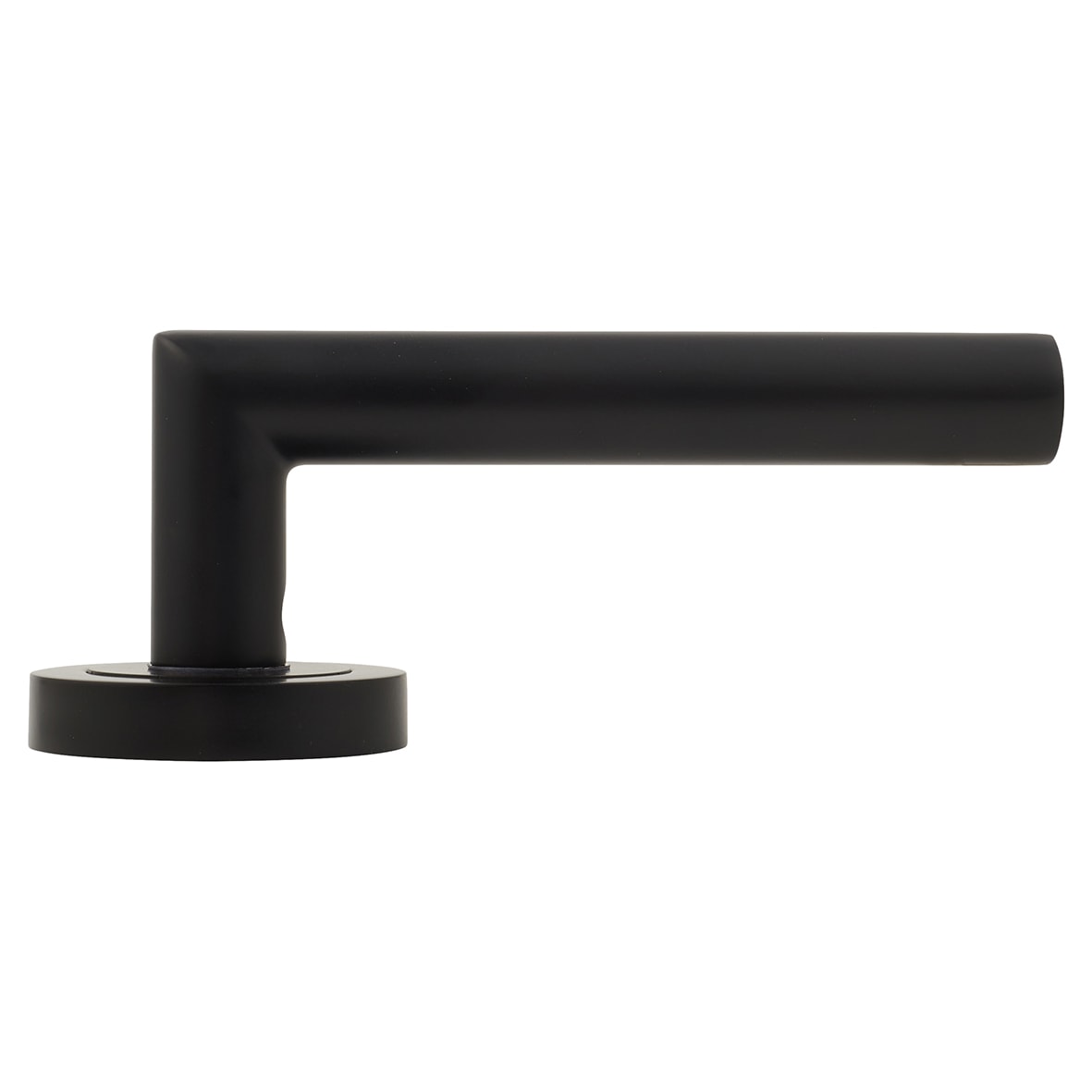 Matt Black Door Handles on Round Rose - Emily Range - view 6