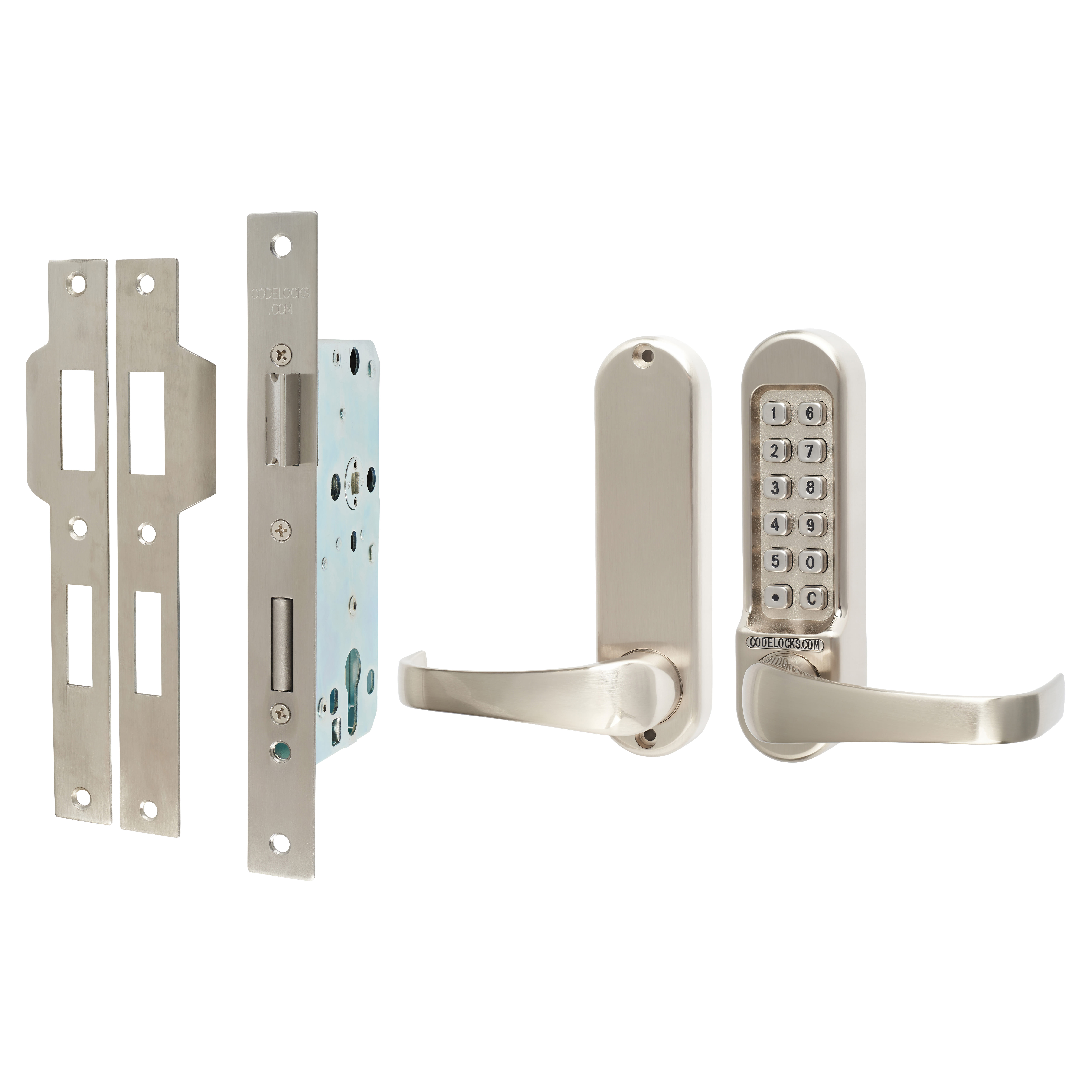Push Button Code Lock and Euro Lock with Key Override - Code Free - Stainless Steel - view 2