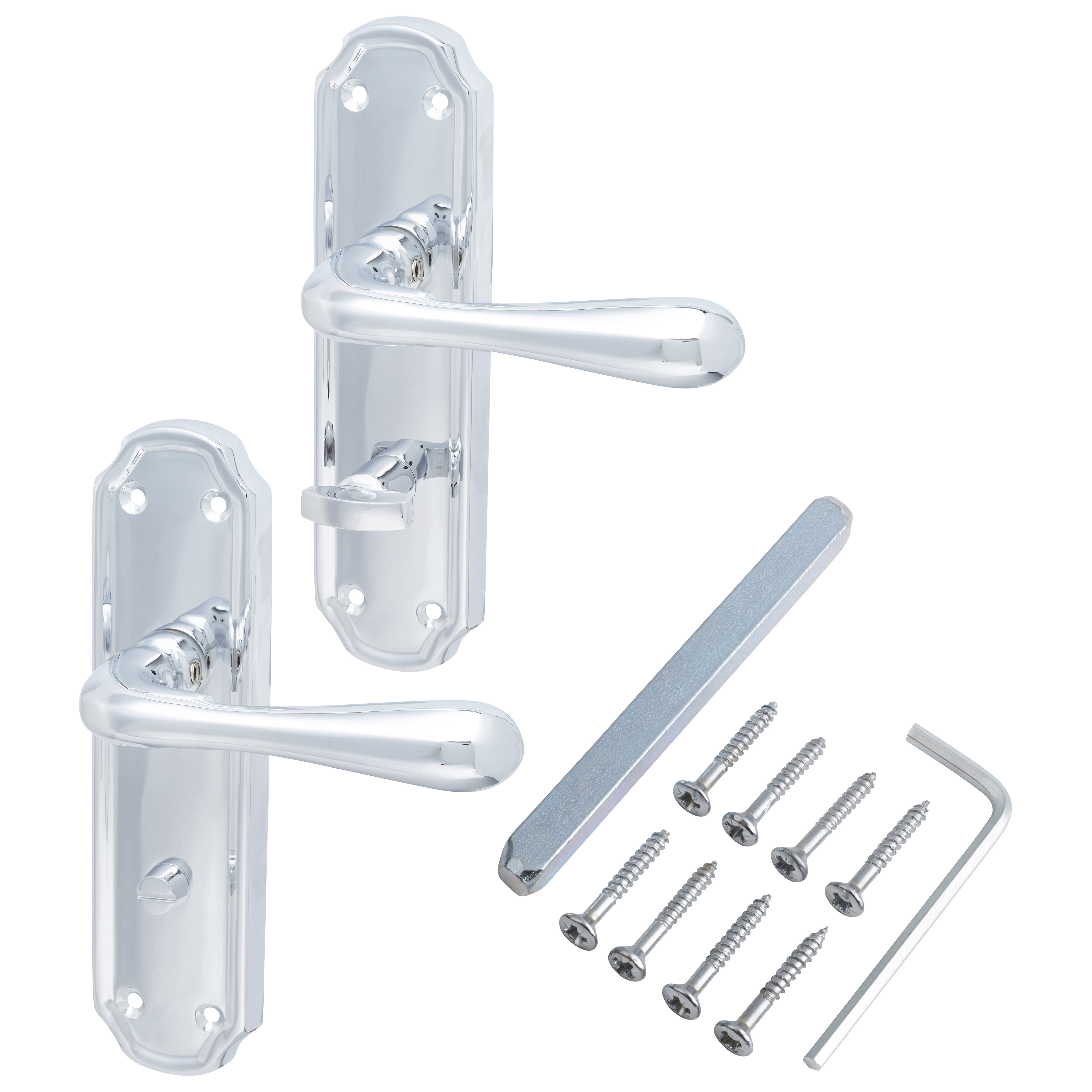 Polished Chrome Bathroom Door Handles - Genoa Range - 168 x 45mm - view 3