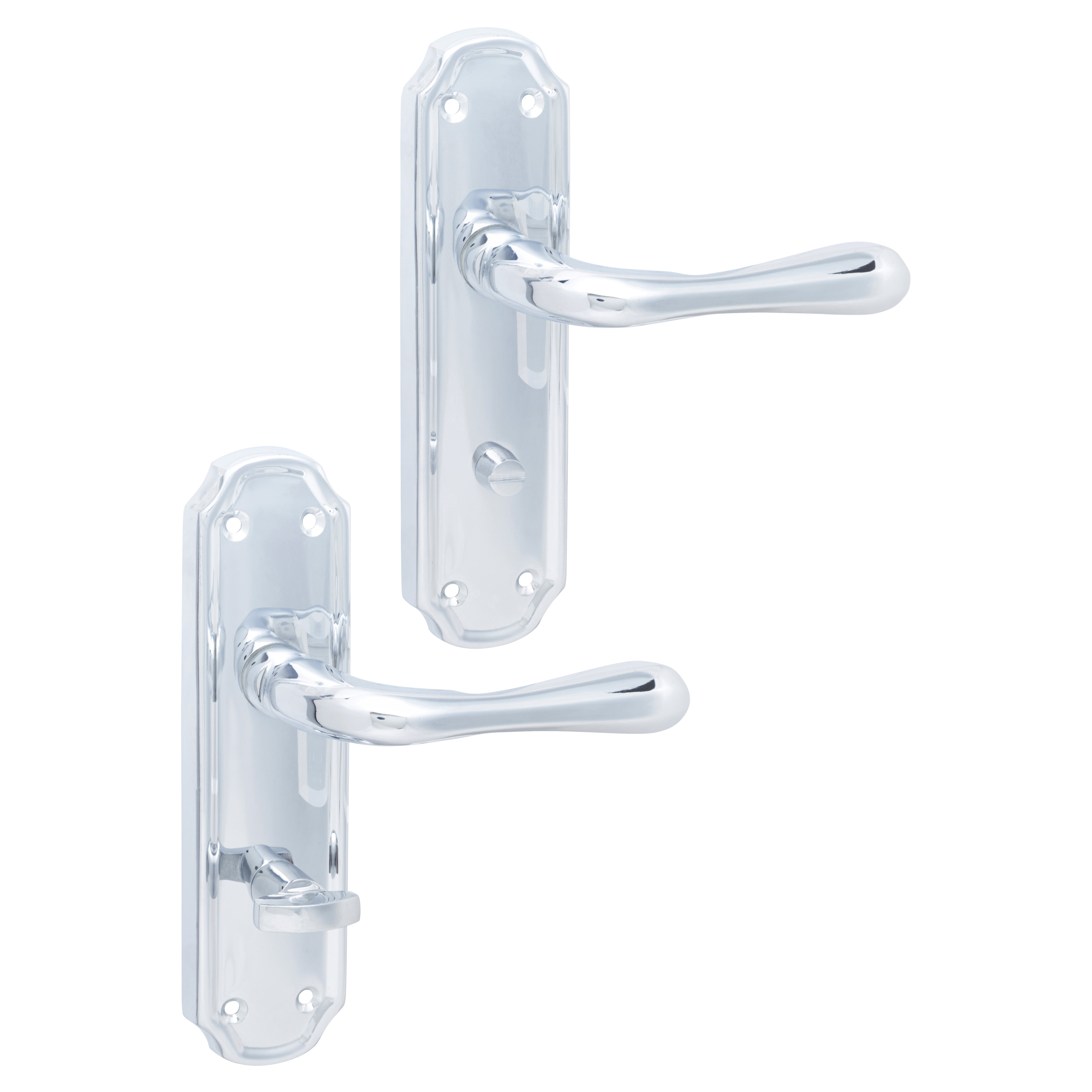 Polished Chrome Bathroom Door Handles - Genoa Range - 168 x 45mm - view 4