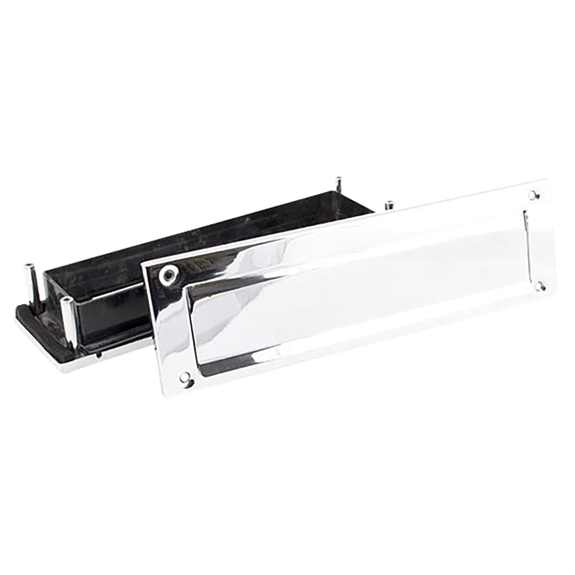 Traditional Letter Plate - 315 x 92mm - Door Thickness 42-72mm - Polished Chrome - view 2