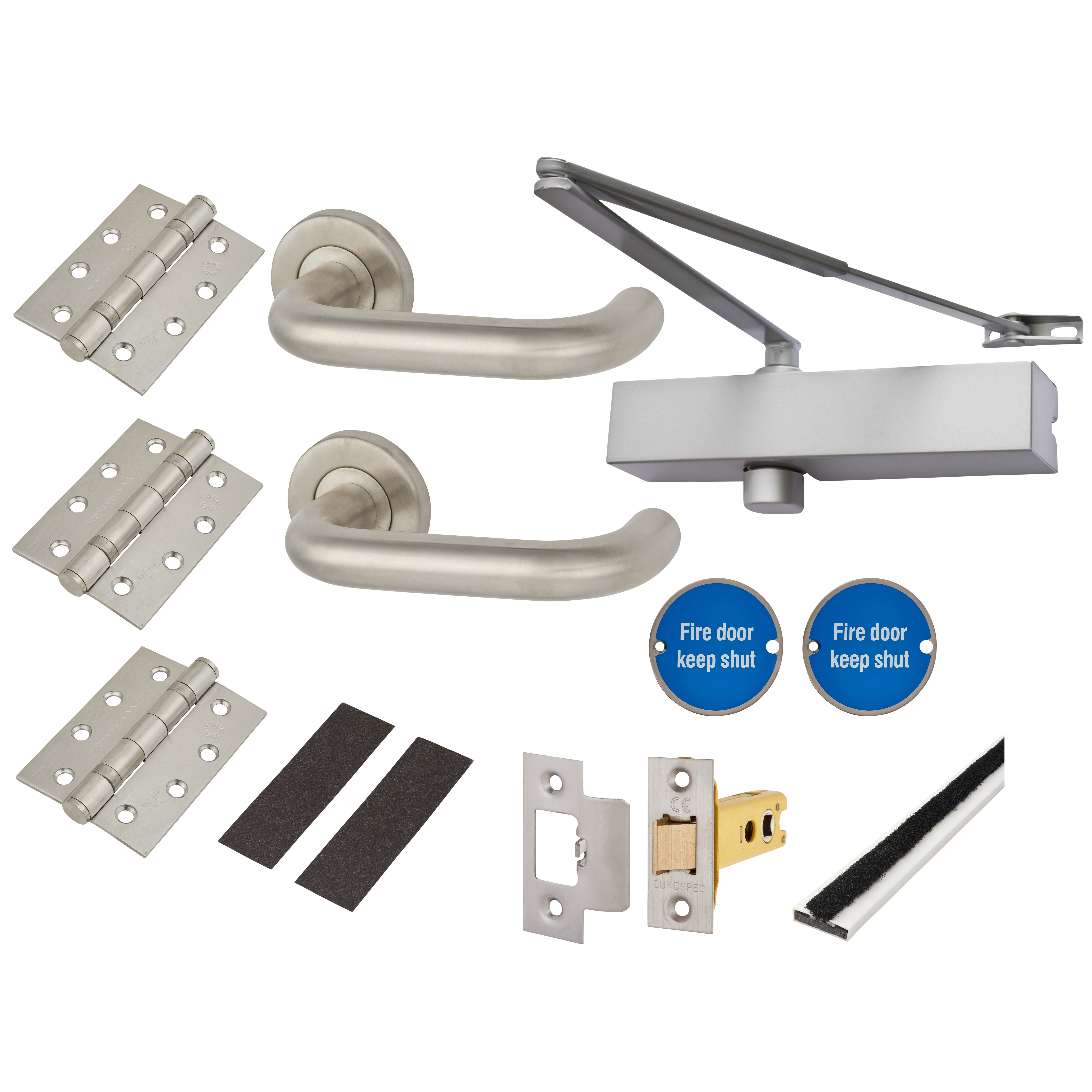Medium Duty Latch Door Handle on Rose Fire Door Kit - Power Size 2-4 - Stainless Steel - view 2