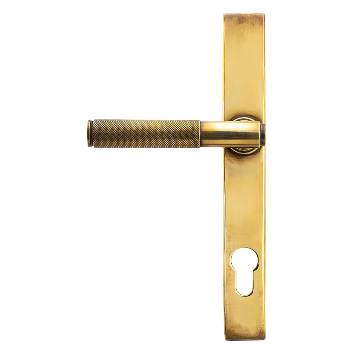 Aged Brass uPVC Slimline Knurled Multipoint Door Handles - 92mm c/c - Brompton Range - view 2