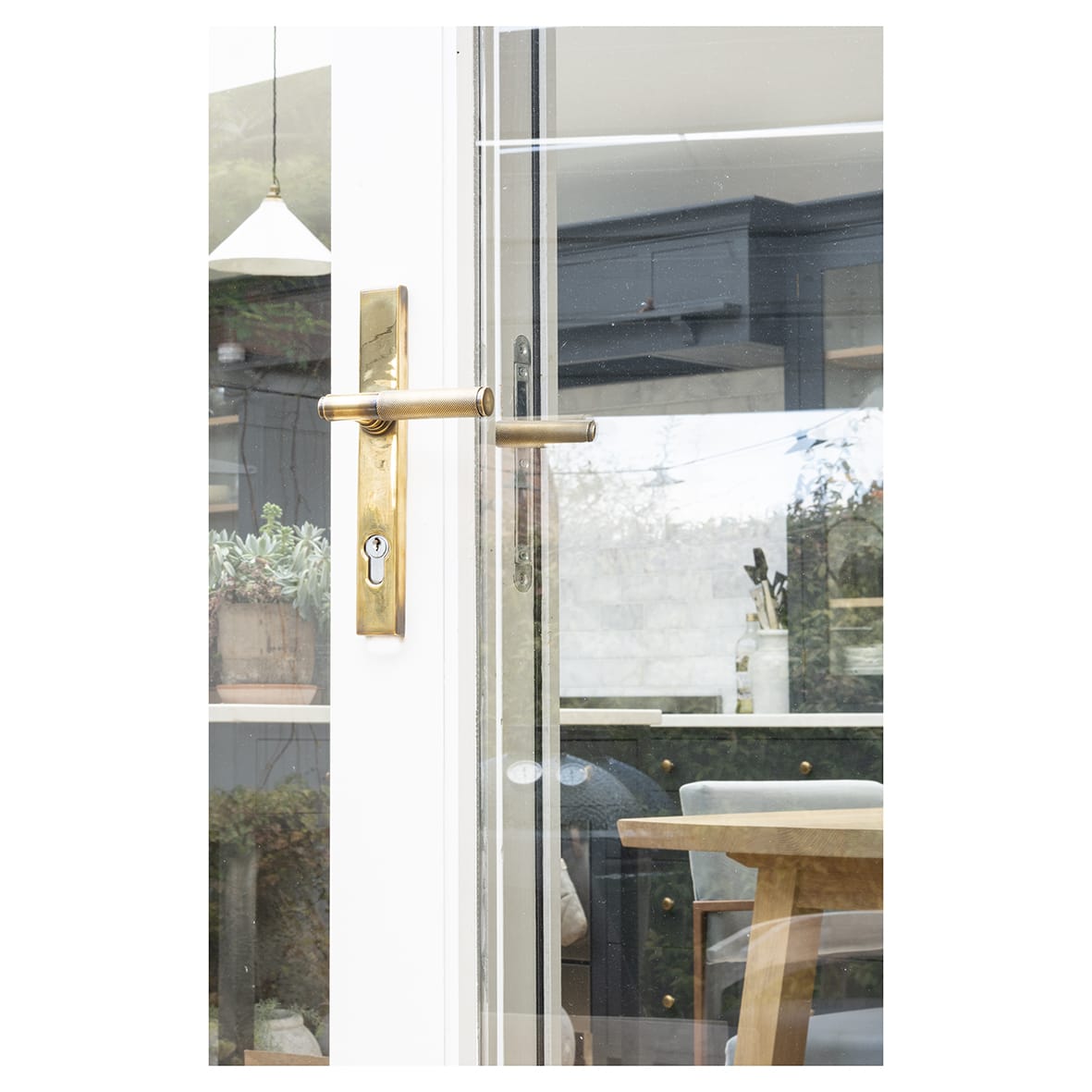 Aged Brass uPVC Slimline Knurled Multipoint Door Handles - 92mm c/c - Brompton Range - view 4